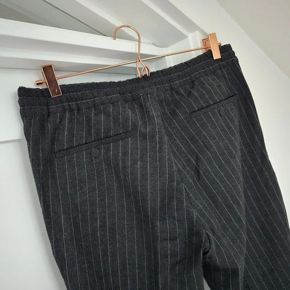 Sandro Wool Pinstripe Straight Leg Pants in Anthracite
